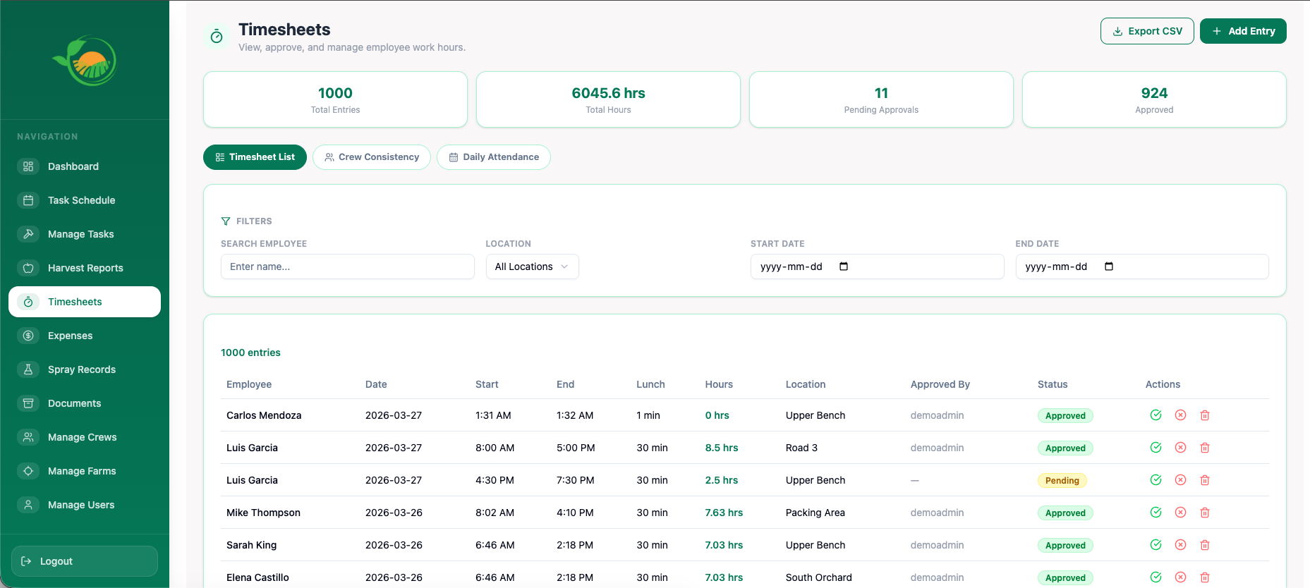 Agri Track Demo Reporting Portal